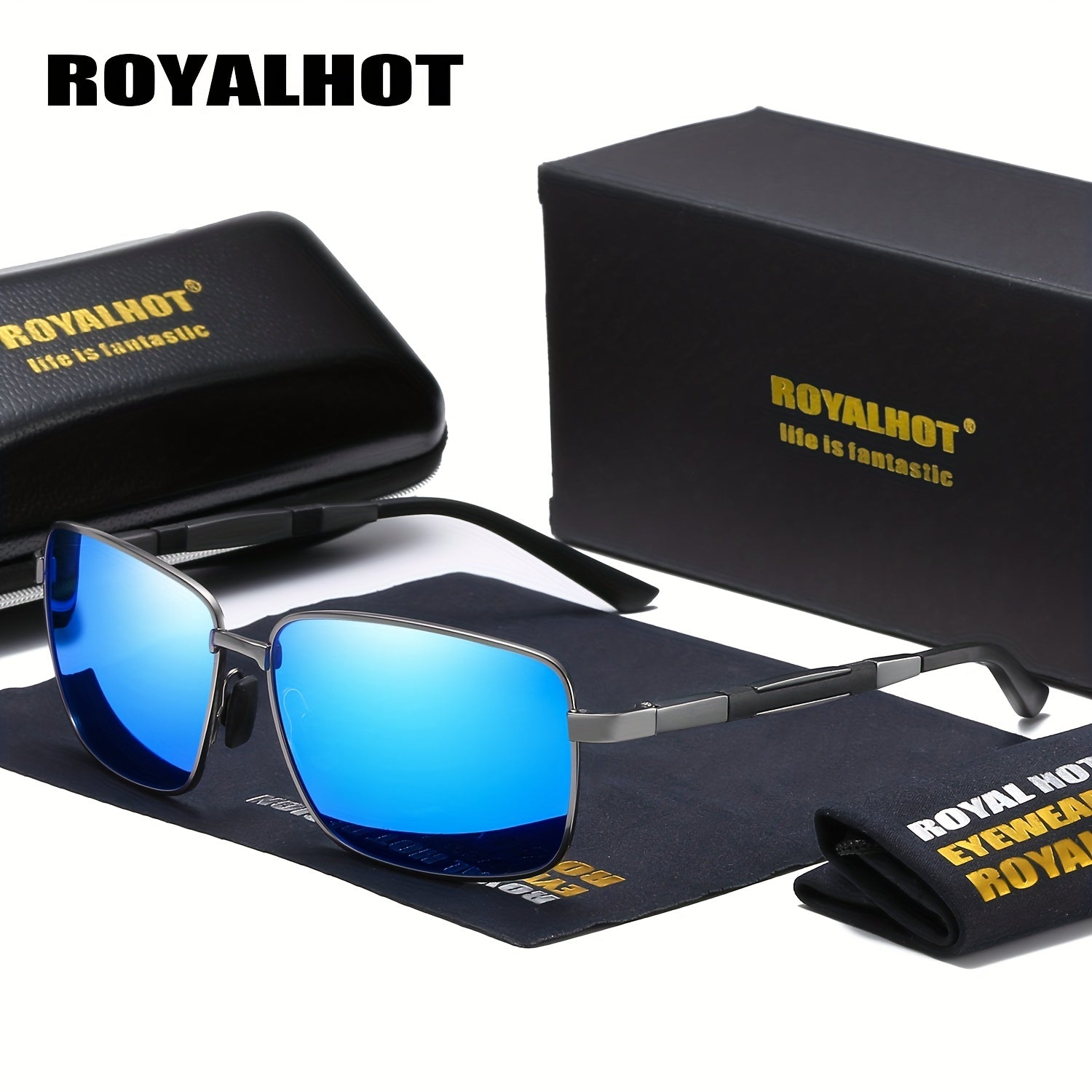 RoyalHot Square Metal Alloy Polarized Sunglasses