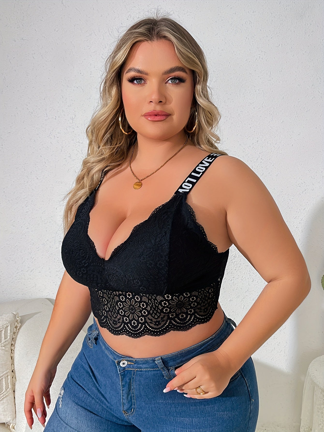 Sexy Floral Lace Semi Sheer Bra
