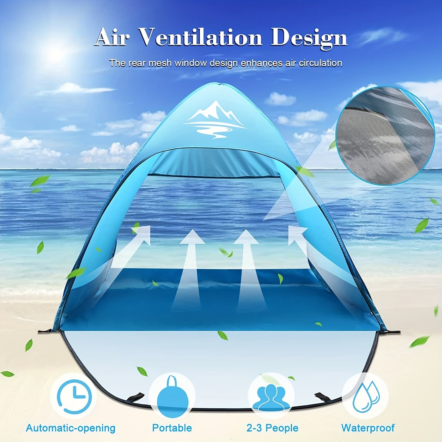 Large Pop Up Beach Tent UV Protection Lightweight Portable Tent