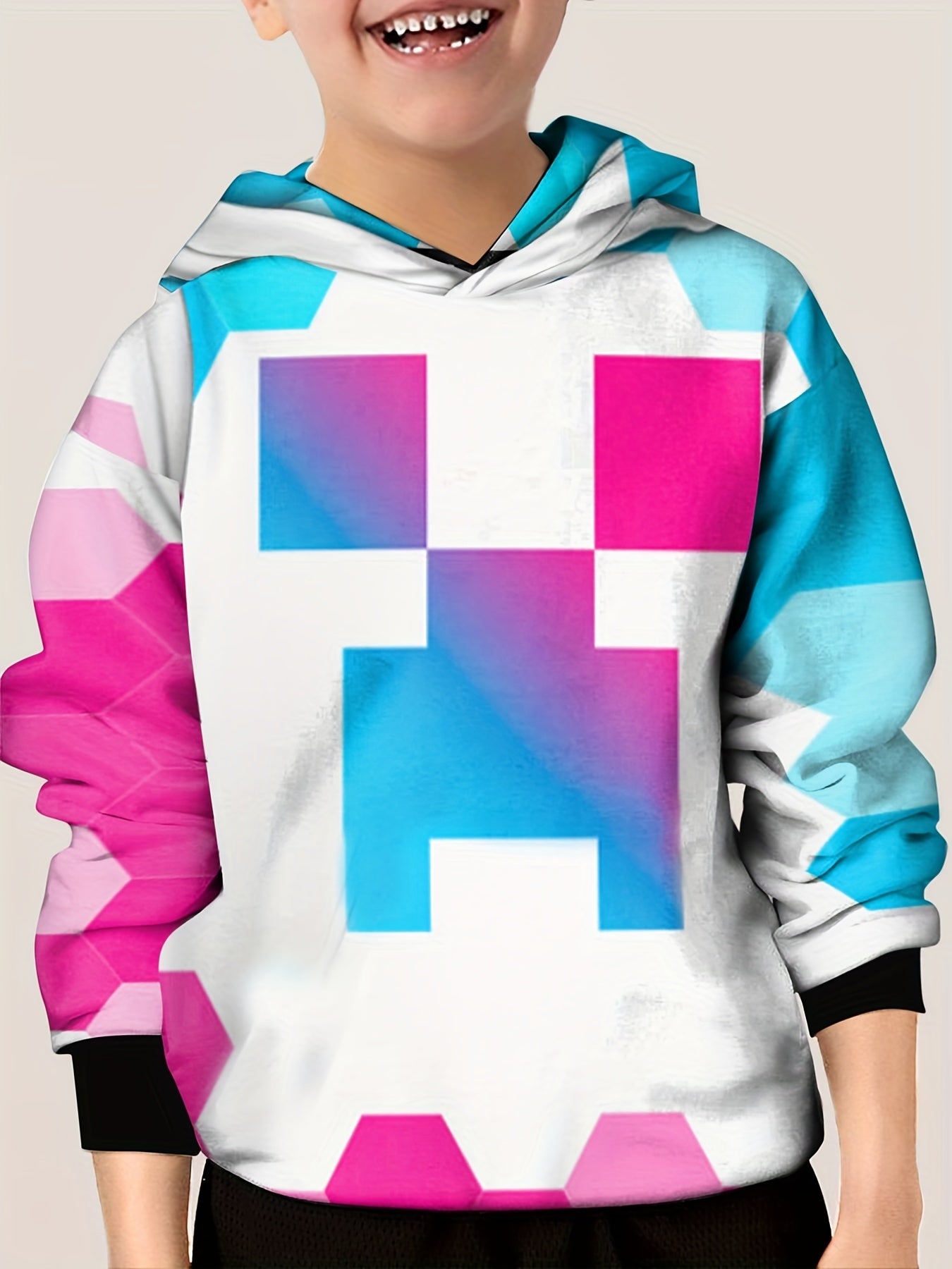Boy's Gradient Block Hoodie Long Sleeve Hooded Sweatshirt