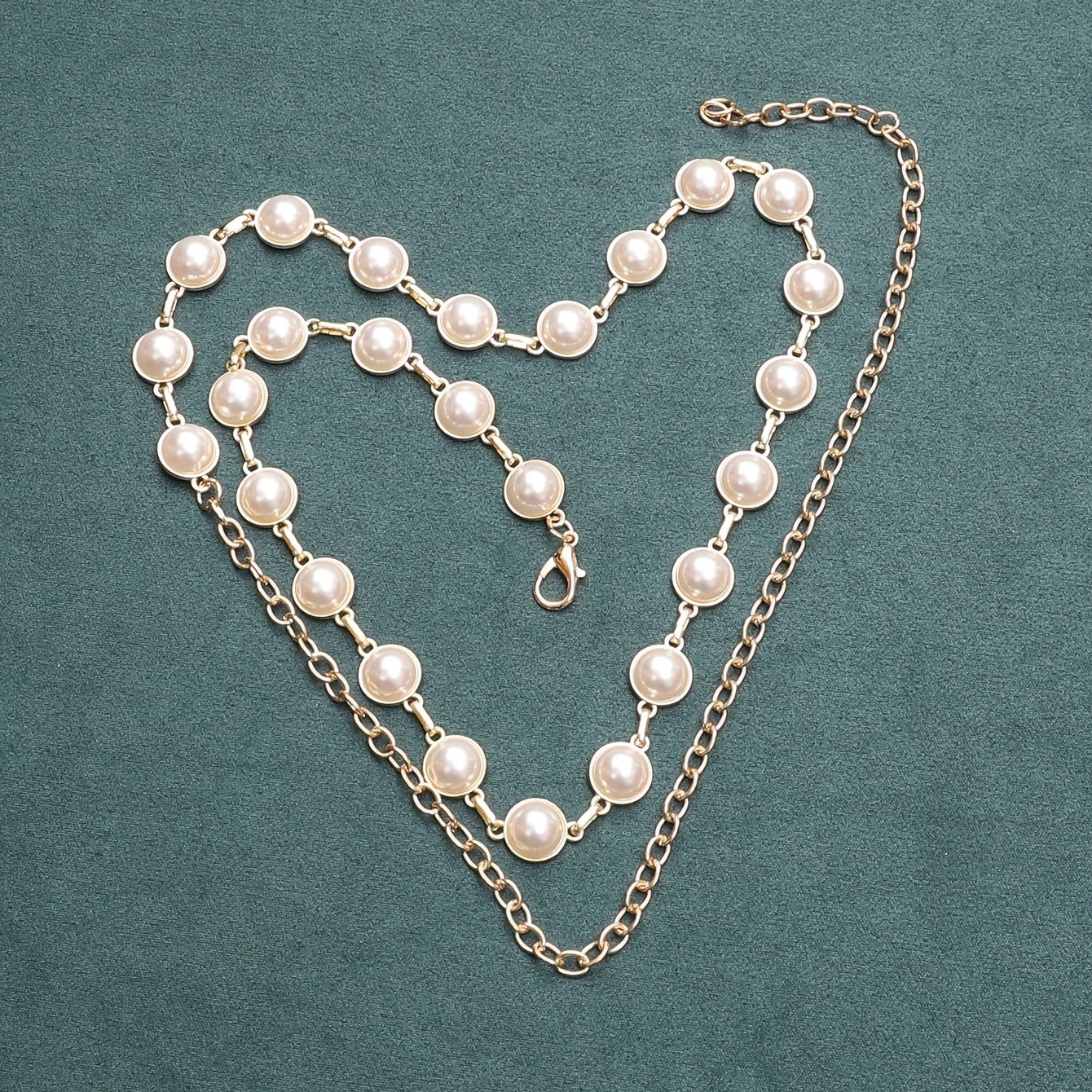 Faux Pearl Waist Chain Golden Metal Belly Chain Thin Waistband