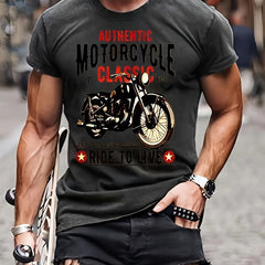Men's Motorcycle Print T shirt Casual Street Style Tee Shirt
