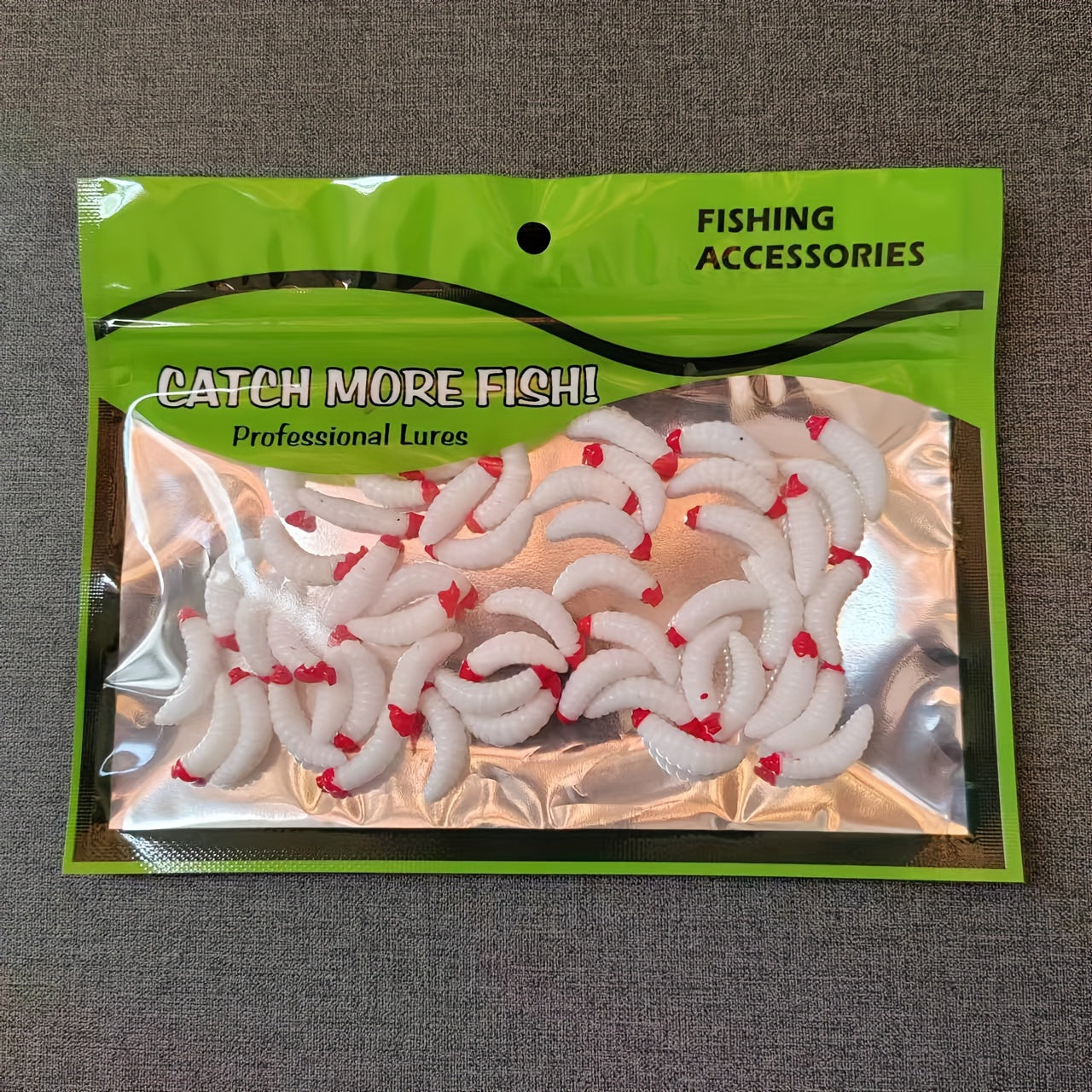 50pcs Mini Maggot Bionic Soft Worm Fishing Lure Accessories