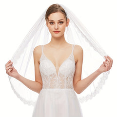 Lace Edge Wedding Veil With Comb
