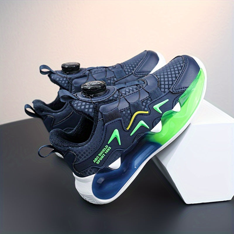 Boy's Basketball Shoes With Rotating Buckle Non Slip Sneakers For Kids