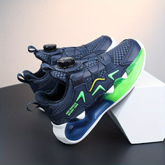 Boy's Basketball Shoes With Rotating Buckle Non Slip Sneakers For Kids