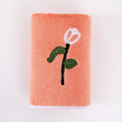 Rose Flower Embroidered Hand Towel Coral Fleece Soft Face Towel