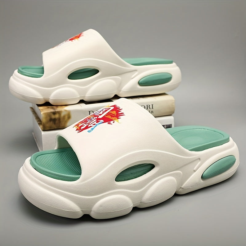 Men's Letters Print Non Slip Platform Slides