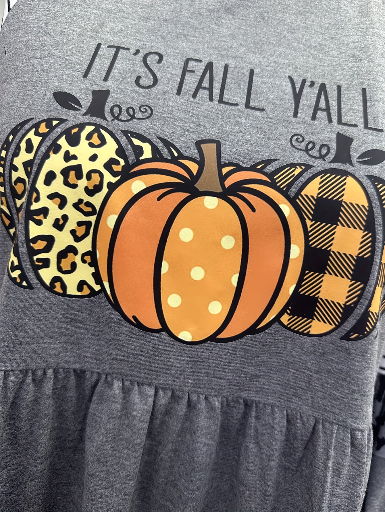 Colorblock Pumpkin Slogan Print Smock Mini Dress