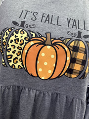 Colorblock Pumpkin Slogan Print Smock Mini Dress