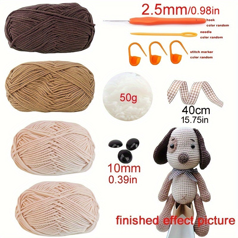 Unfinished Dog Crochet Kit Needlework Puppy DIY Knitting Amigurumi Crafts