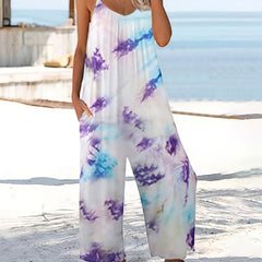 Boho Tie dye Spaghetti Jumpsuit Casual Streetwear Outfit