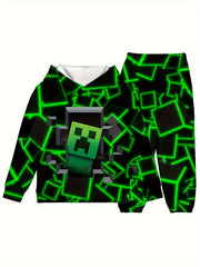 Boys Game Character Print Sweatshirt & Sweatpants Set Kids Clothes