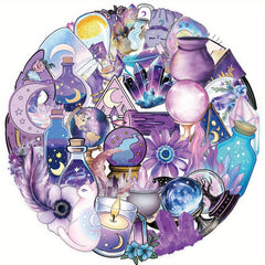 50 Transparent 2D Magical Witch Stickers for Luggage Cars Skateboards