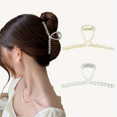 2pcs Pearl Rhinestone Claw Clips for Girls
