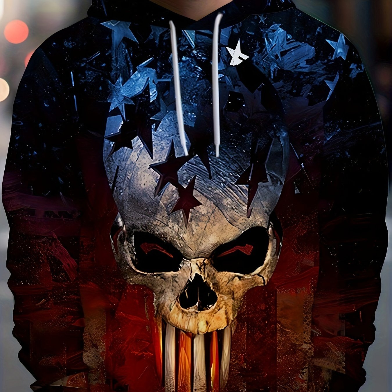 Skull 3D Print Hoodies for Men Graphic Hoodie Comfy Loose Hooded Pullover