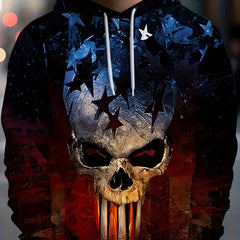 Skull 3D Print Hoodies for Men Graphic Hoodie Comfy Loose Hooded Pullover