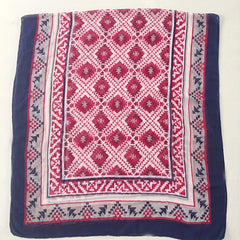 Red Geometric Print Voile Scarf Vintage Thin Classic Windproof Wraps