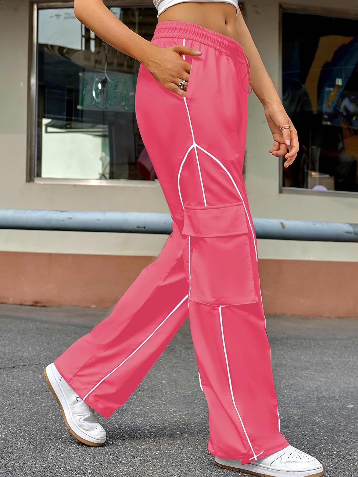 Casual Sports Pants w/ Pocket Drawstring Hiking Running Pants