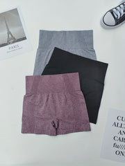 3pcs Seamless High Waist Yoga Shorts Elasticity Sports