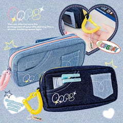 Vintage Danning Denim Pencil Case Large Storage Zipper Stationery Pouch