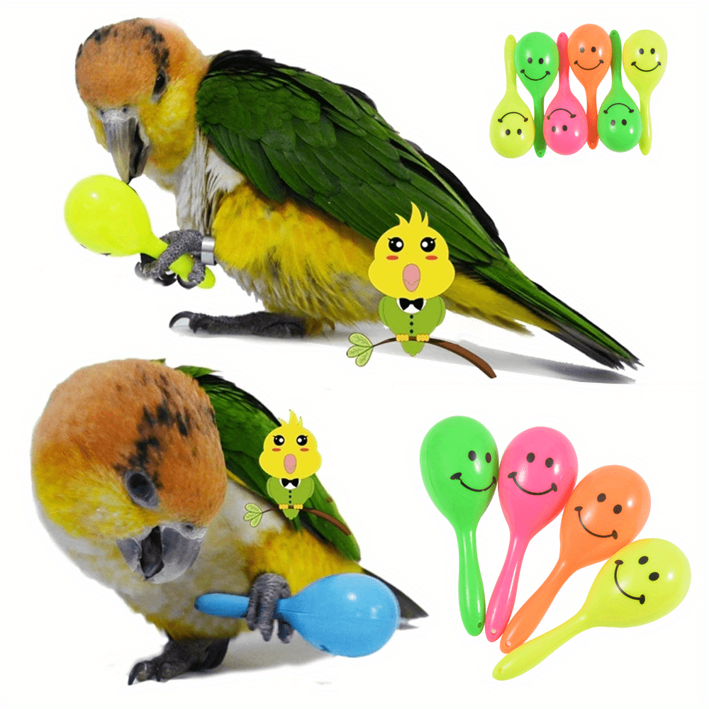 3pcs Parrot Rattle Bell Sand Hammer Maracas Bird Bite Wisdom Toy