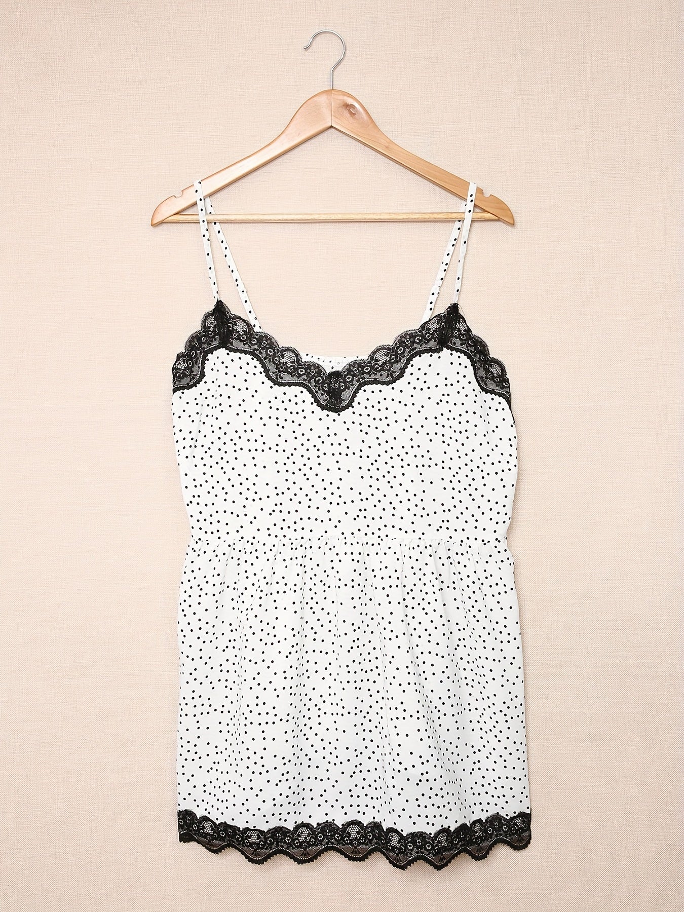 Polka Dot Lace Trim Cami Top
