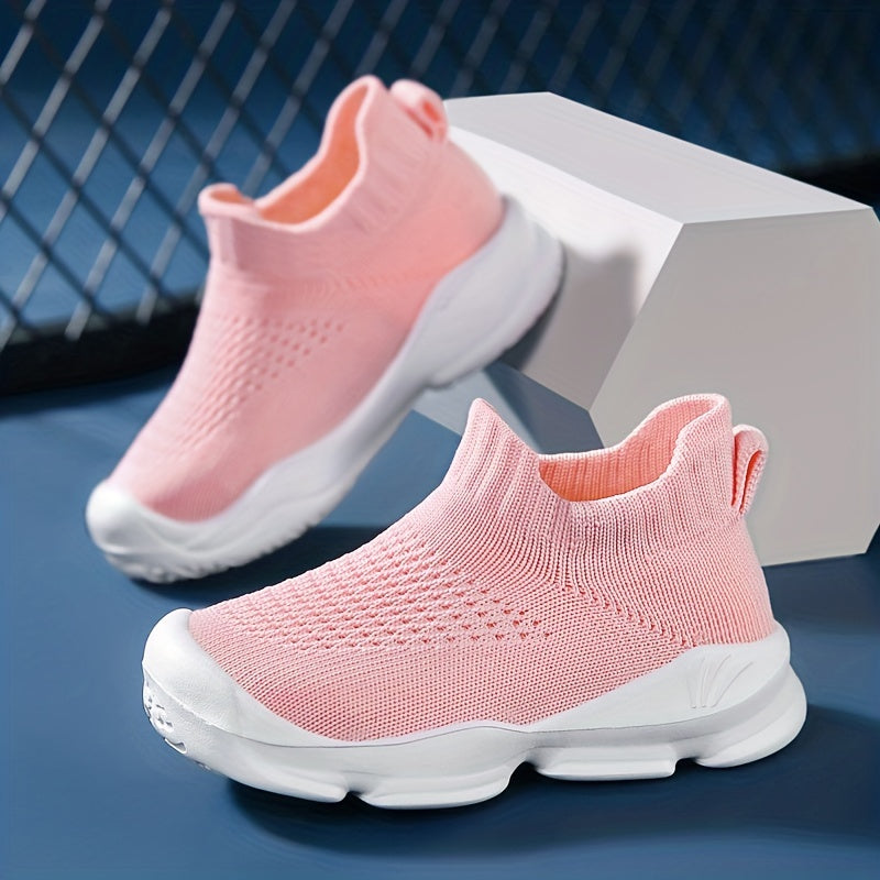 Girls Lightweight Breathable Woven Sneakers Anti Slip Low Top Slip On Shoes