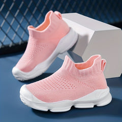 Girls Lightweight Breathable Woven Sneakers Anti Slip Low Top Slip On Shoes