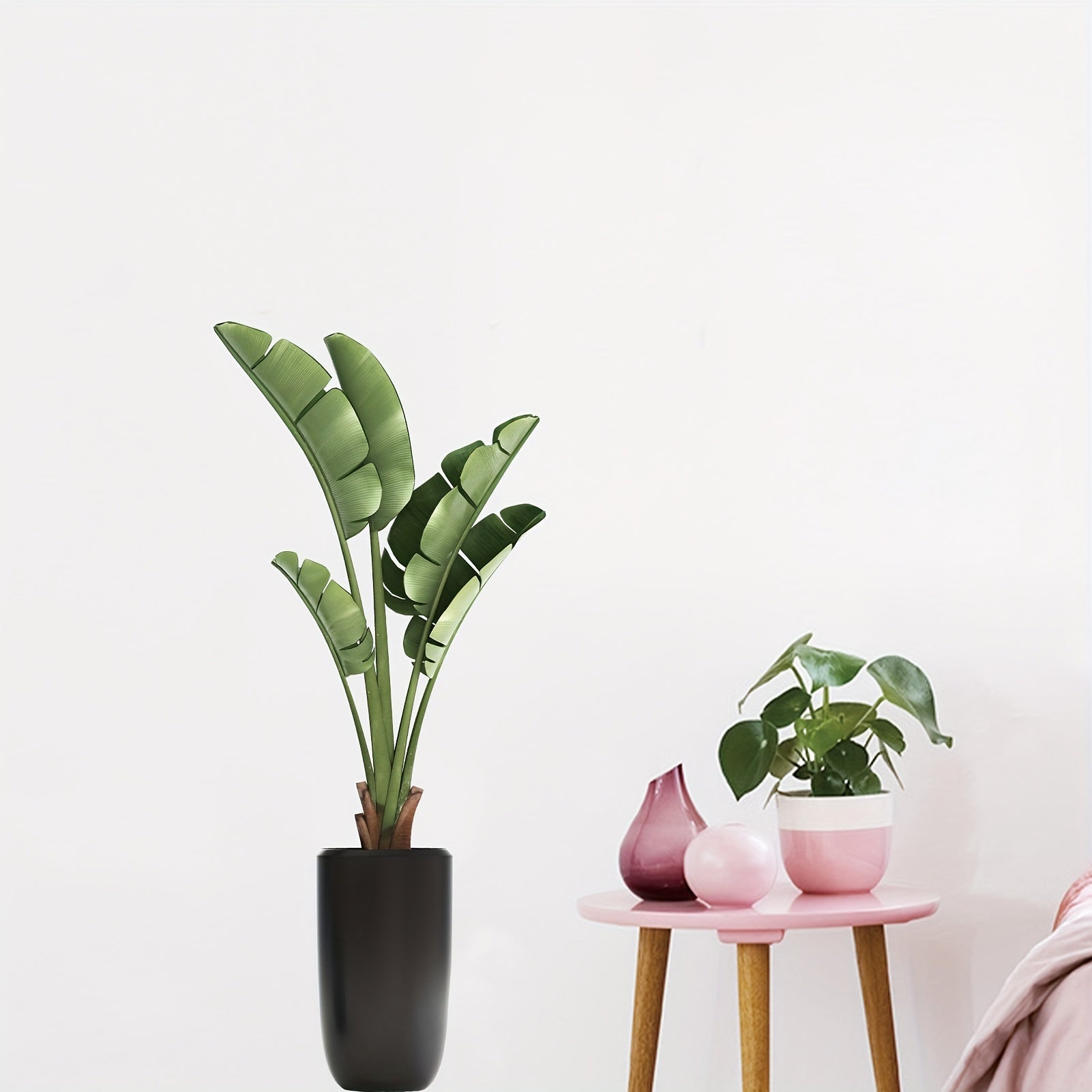 Tropical Palm Leaf Wall Decals Green Potted Plant Stick-On