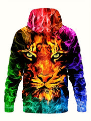 Art Style Fox Print Hoodies For Men Graphic Sweatshirt Comfy Hooded Pullover