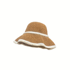 Crochet Bucket Hat with Faux Pearl Decor Sun Hat