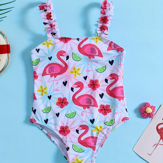 Sweet Girls Flamingo 1pc Swimsuit Bathing Suit Beach Vacation Gift