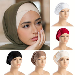Solid Color Soft Turban Inner Cap for Under Hijab
