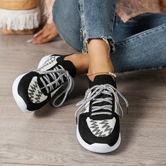 Women's Knit Sock Sneakers Breathable Mesh Lace Up Slip On Sports Shoes
