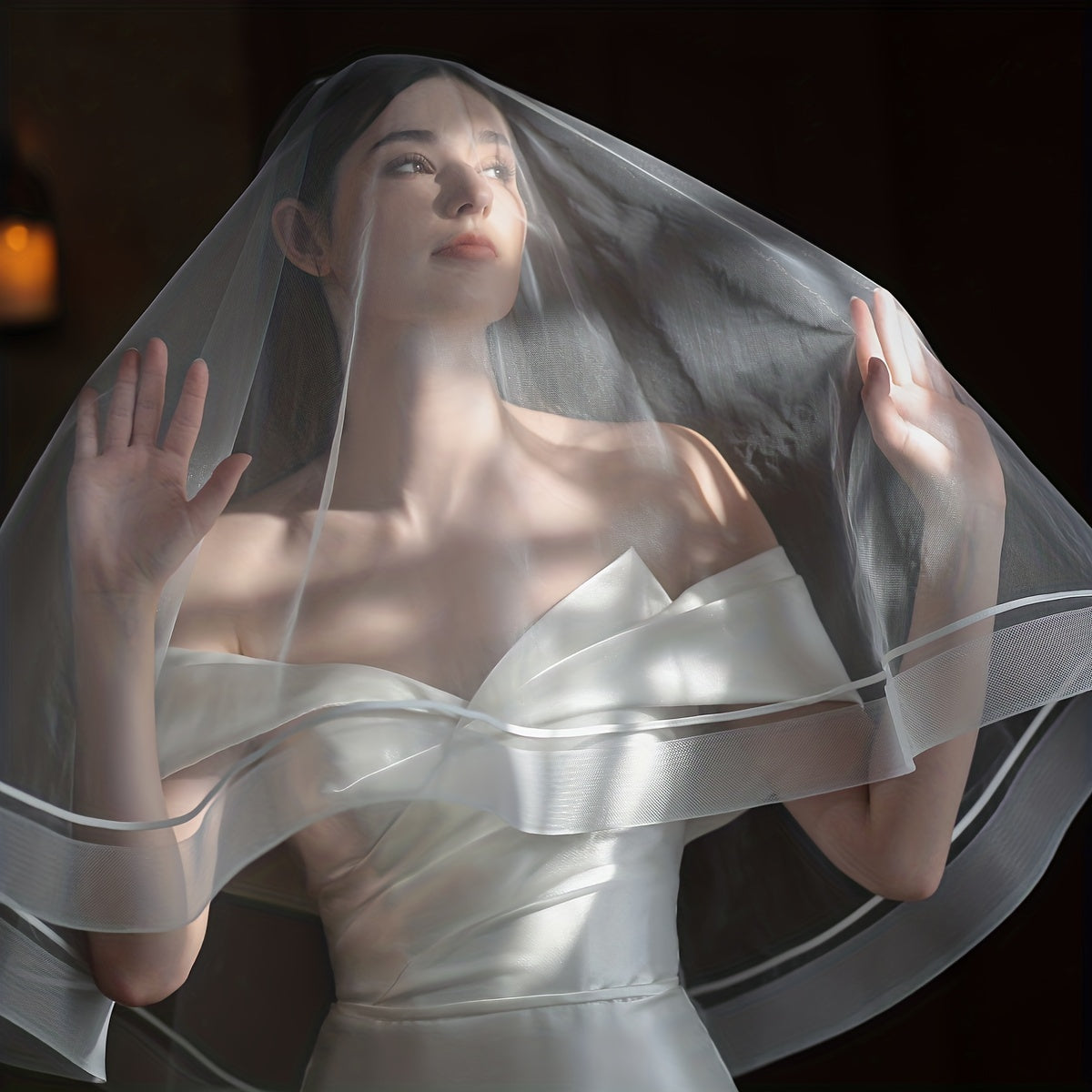 Double Layer Head Veil With Comb Bridal Hair Accessory