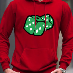 Cartoon Dice Print Hoodie Men's Graphic Pullover Hooded Sweatshirt