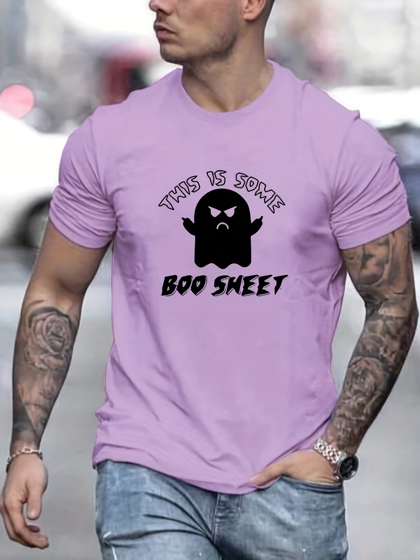 Men's Letter Print T Shirt Stylish Breathable for Summer Outdoors