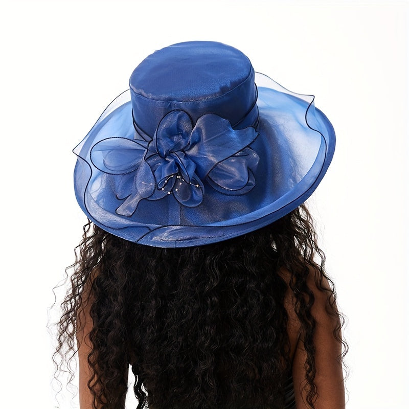 Double Layer Organza Derby Hat French Style Vintage Travel Beach