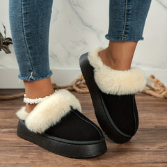 Women's Fluffy Furry Platform Slippers Warm Cozy Plush Shoes