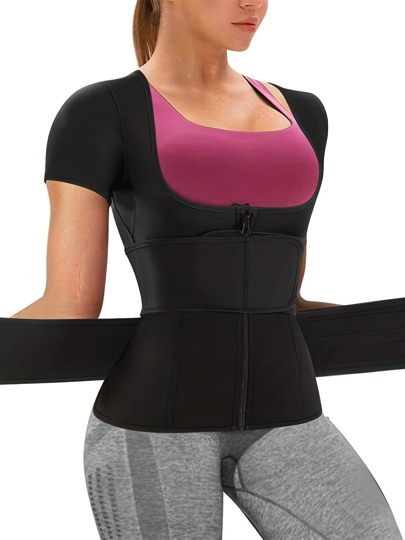 Women's Seamless Waist Trainer Corset Gym Vest with Double Belts