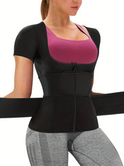 Women's Seamless Waist Trainer Corset Gym Vest with Double Belts