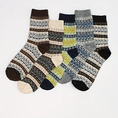5 Pairs Winter Warm Socks Casual Knit Socks Outdoor Socks Thick Warm Socks
