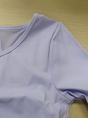 Mesh Sporty Top Long Sleeves Round Neck Casual T Shirt