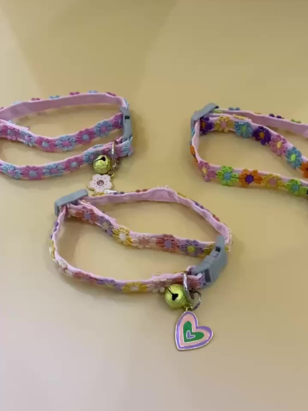 Pet Necklace with Lace Flower & Bell for Cats & Small Dogs