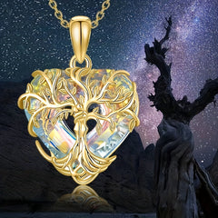 Tree Of Life Necklace Heart Shape Multicolor Crystal Pendant Necklace