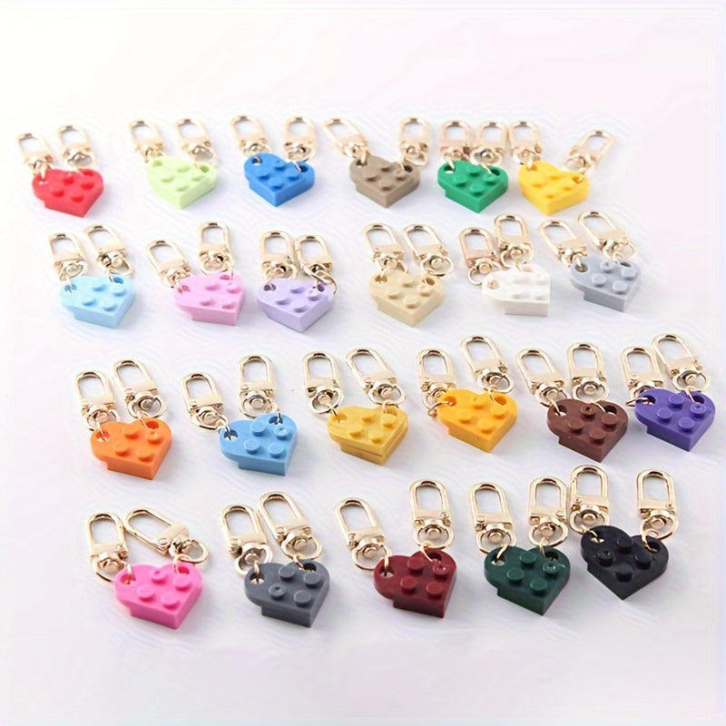 Love Heart Brick Keychains For Couples Creative Key Chain Bag Pendant