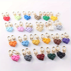 Love Heart Brick Keychains For Couples Creative Key Chain Bag Pendant