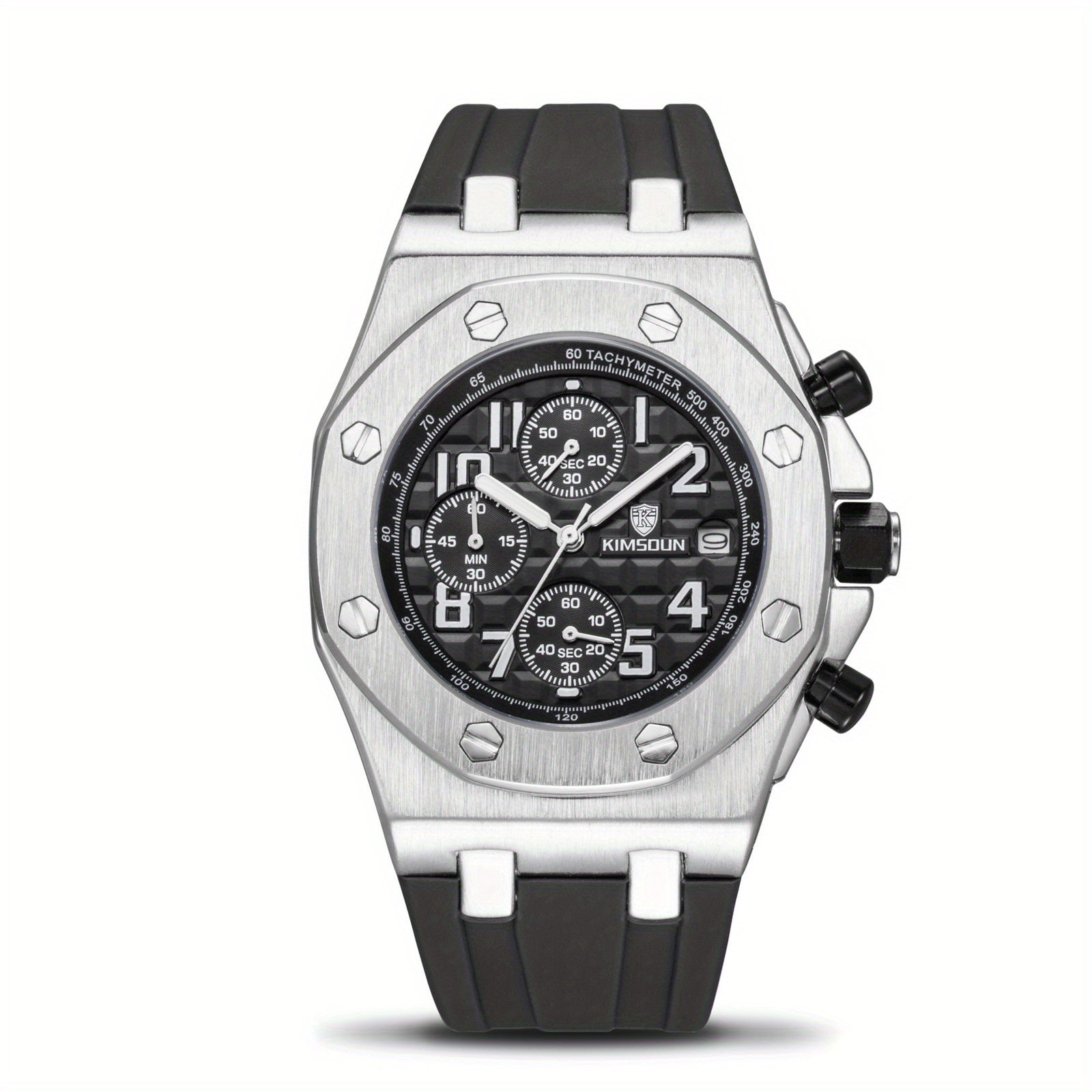 Men's 3-Eye Multifunction Silicone Strap Watch