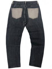 Men's Block Patchwork Pattern Jeans With Pockets